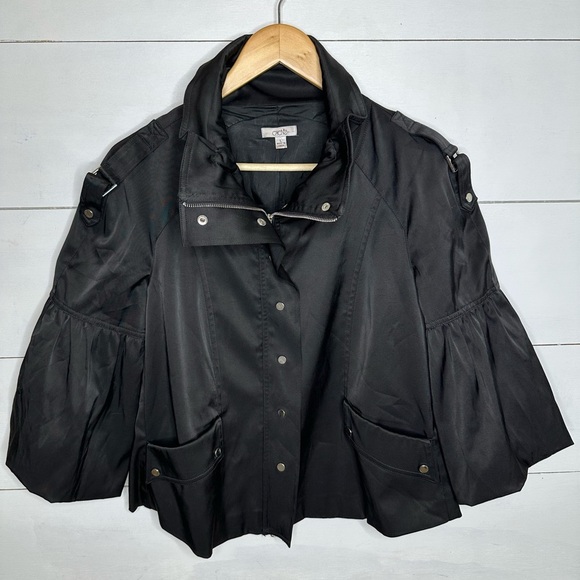 Cache Jackets & Blazers - Cache Vintage 3/4 Balloon Sleeve Full Zip Snap Black Women's Jacket - Size